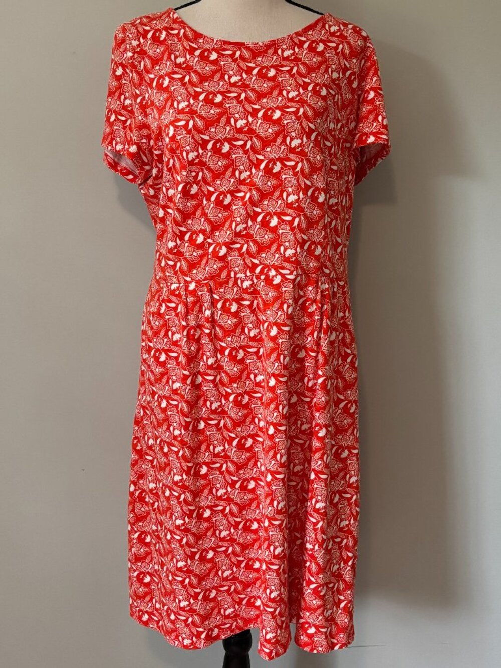 Boden Coral Floral Cotton Shift Dress Size 10R Like New